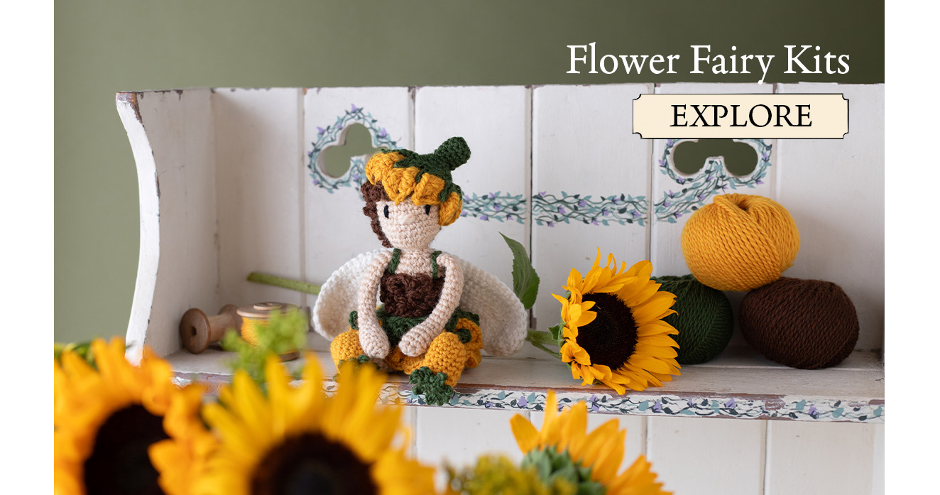 Fairies flower crochet kits toft fairy tales sunflower